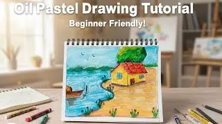 step by step landscape drawing using oil pastels #youtube #drawing #oilpastel #landscapedrawing 