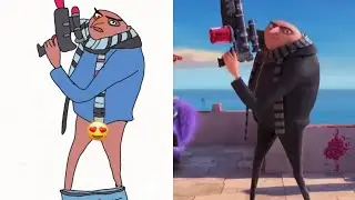 Fake purple minion Despicable me 2 (2013) Hd funny drawing catun memes video 