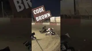 Code Brown in FRONT OF THE LEADER!! #racing #sprintcar #crash #sprintcarracing