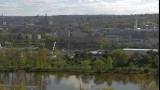 Panoramic view of Prague cityscape in summer time, Czech Republic