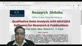 Workshop on Qualitative Data Analysis using Maxqda
