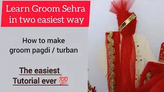 Groom Sehra/pagdi Tutorial/ How to make Groom turban #groomsehra #sehra #weddinghoop #embroideryhoop