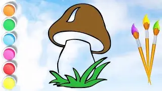 Drawing a picture of a mushroom for children/ &ccedil;ocuklar i&ccedil;in mantar resmi &ccedil;izmek qoziqorin rasmchizis