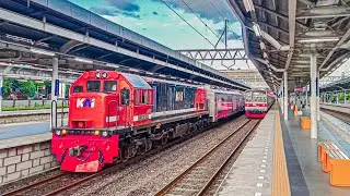 Kedatangan dan keberangkatan KA Fajar Utama Solo di stasiun Jatinegara 