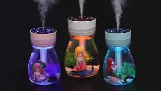 Portable Air Humidifier Mermaid Landscape USB Mist Sprayer Aroma Oil Diffuser Household Purifier