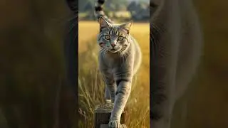 Cat walking on a fence#cat #catshorts #catwalk #villagelife #countryside #gracefulcats #catonfence
