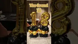 Black Gold 18th Birthday Balloon Column Decoration