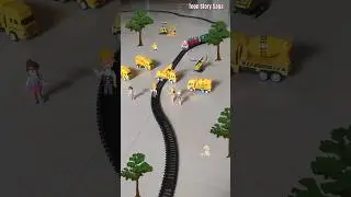 People are busy in meeting near the construction site and train is approaching fast USA