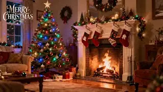 🎄 Christmas Fireplace Instrumental Music 🔥 Relaxing Sound 24/7