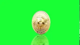 Bitcoin Green Screen  Coin flip spin Gold Free animation | Royalty free HD (10sec)