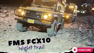 🌙🌿 Night Jungle Crawl with 1/10 FMS FCX10 Camel Trophy Edition !#FMSFCX10 #RCNightCrawl #RCCrawler