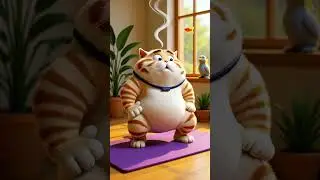 Fat Cat Does Yoga | The Stretching Catastrophe #ViralShort #MemeCat #PixarParody  #YouTubeShorts