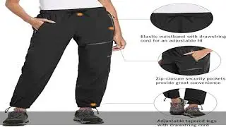 BALEAF Women's Hiking Pants Quick Dry Lightweight Water Resistant Elastic Waist Cargo Pants for All