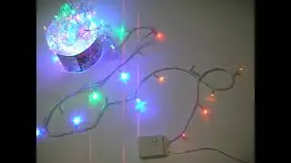 Светодиодная елочная гирлянда нить Цветные огни 500 LED с контроллером Прозрачный провод 25 метров
