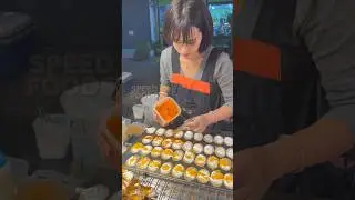 Cute Thai Girl Making Tiny Crispy Crepes with Sweet Toppings