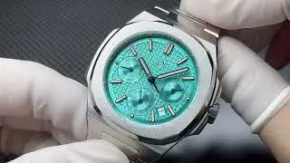 SN0075 New Waffle Dial! San Martin Perpetual Calendar Watch 43mm 9120  Details Display