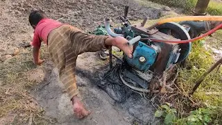 Full Process Of Antic Sallow Machine Startup!Water Pump Start by Village Boys..