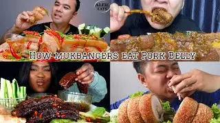 Mukbangers eating Pork belly | 2x Speed ASMR Eating show