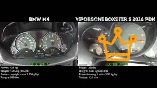 BMW M4 vs Porsche Boxster S 2016 PDK // 0-100 km/h