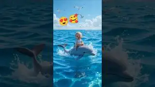 Cute Baby With Dolphin🐬#cartoon #animation