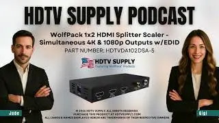 WolfPack 1x2 HDMI Splitter Scaler - Simultaneous 4K & 1080p Outputs with EDID