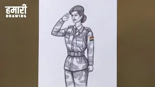 How to draw a Army Girl | Indian Army Girl Drawing | Girl Drawing | Hamari Drawing