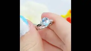 Sky Blue Topaz Ring, White Moissanite Ring 18k White Gold Ring, Gemstone Ring Handmade Special