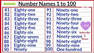 Write number names 1 to 100 in words / One to hundred spelling in english / Write spelling 1 to 100