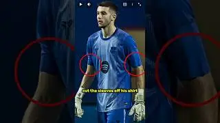 Why does Bar&ccedil;a&rsquo;s goalkeeper cut his shirt sleeves before matches? 🤔⚽#football#barcelona#joangarc&iacute;a