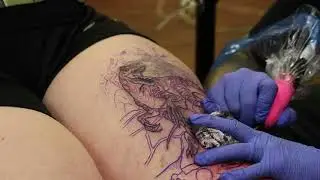 8 minutes of Bryan tattooing a raptor.