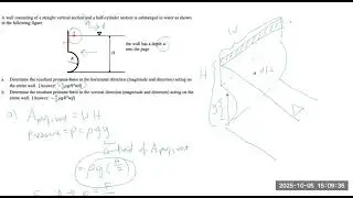 Cylindrical wall problem hydrostatic force