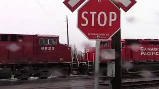 Trains BC 2018: CP V89 (Mixed Train) @ Matsqui Jct. Canada. 27MAR18 SD30ECO 5016 Leading
