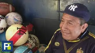 Las pelotas de f&uacute;tbol tambi&eacute;n necesitan cuidados, este peruano lo sabe e hizo de ello su empleo