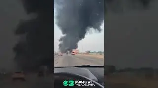 I-95 fire smoke plume