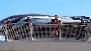 Avengers Assemble Moment at Quinjet in Avengers Campus, Disneyland Paris w/Black Widow, Iron Man +