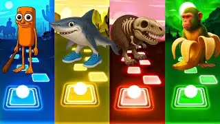 Orange Stick vs Shark in Sneakers vs Skeleton T-Rex vs Banana Monkey