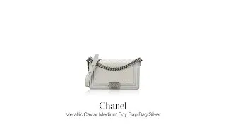 Mau Jual Tas Branded Second? Chanel Metallic Caviar Medium Boy Flap Bag Silver