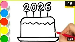 New year special 🎂Cake Picture drawing,colouring,painting for kids and toddlers||How to draw Cake||