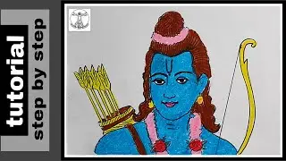 Ram navami drawing step by step/Lord Ram drawing tutorial/ Ram Navami Festival Drawing