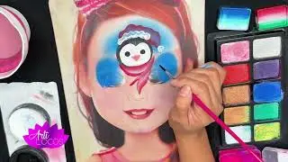 Christmas Face Painting Penguin - Artilocos facepaint - Anel Blazz