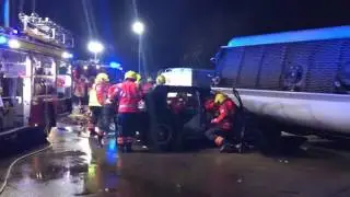 Manchetts Recovery assisting Cambs Fire & Rescue with a tanker roll over for training