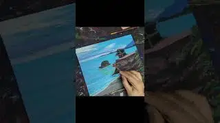 Cozy Cliffside Cottage 🎨🌊Tiny Hut, Big Ocean: A painting #acrylicpainting #timelapseart #seascape