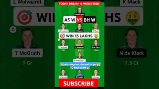 AS W vs BH W Dream11, AS W vs BH W Dream11 Prediction, AS W vs BH W Dream11 Team, WBBL 2024 #shorts
