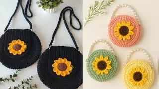 Handmade Crochet Sunflower Crochet Bag, Sunflower Crochet Bag, Handmade Crochet Bag 