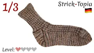 Socken im Doppelrippenmuster stricken leicht gemacht - Video 1/3 B&uuml;ndchen & Schaft