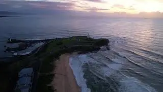 Drone 4K Wollongong Beach and WIN Stadium Sunrise