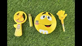 🍬 Yellow Candy Fun! M&M&rsquo;s Tin, Mini Fan & Clapping Toy ASMR Unboxing 🎁✨