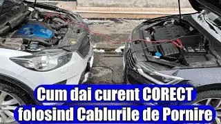 Cum dai curent CORECT unei mașini cu bateria consumată (moartă) folosind cabluri de pornire!