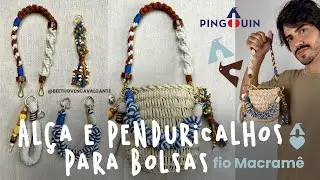 Alça e Penduricalhos para bolsas em macramê com o fio Macramê