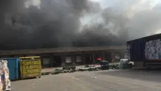 Fire at Morrison's Supermarket Depot in Wakefield